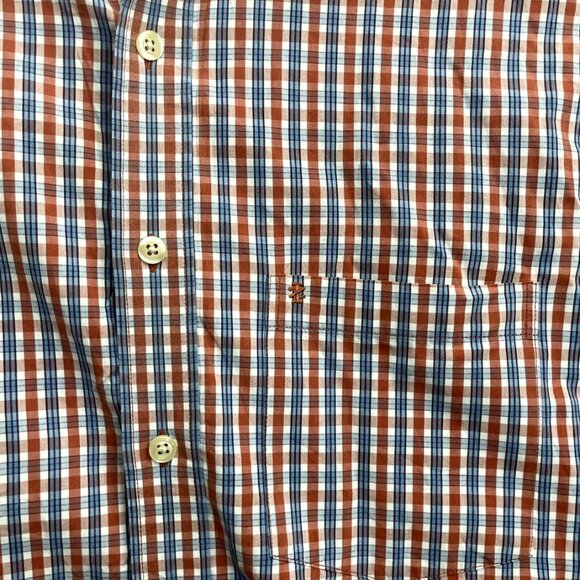 IZOD Men’s Long Sleeve Button Down Dress Shirt Orange/Blue Checked Size 2XL - Picture 3 of 9